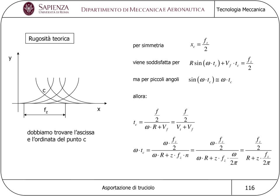 dobbiamo trovare l ascissa e l ordinata del punto c x t c f f = 2 = 2 ω R + V V +