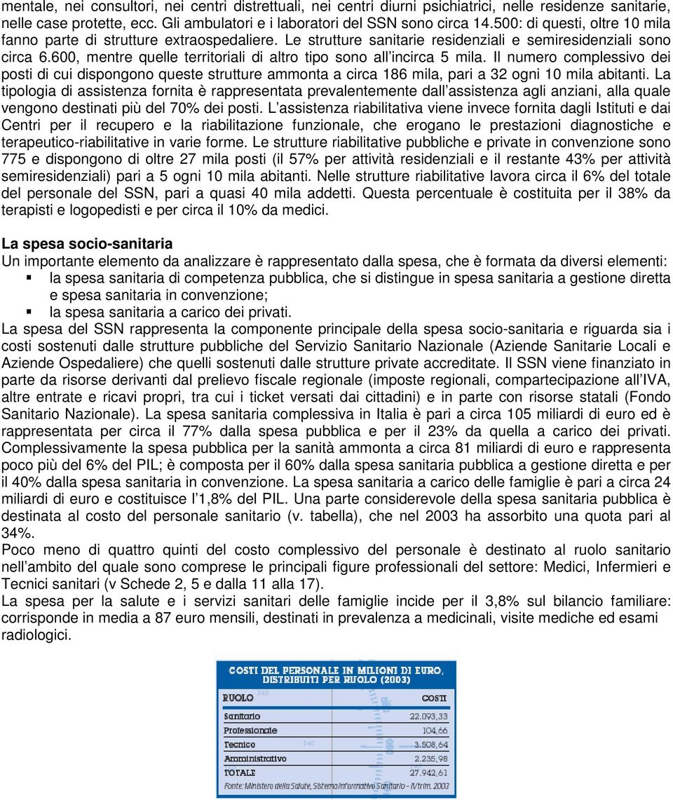 600, mentre quelle territoriali di altro tipo sono all incirca 5 mila. Il numero complessivo dei posti di cui dispongono queste strutture ammonta a circa 186 mila, pari a 32 ogni 10 mila abitanti.