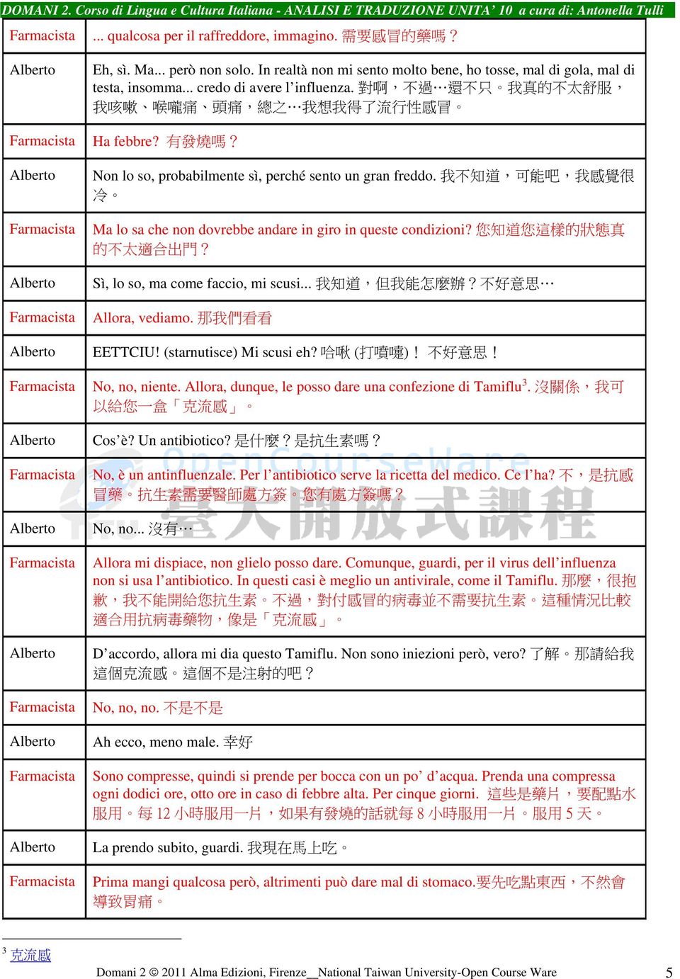 我 不 知 道, 可 能 吧, 我 感 覺 很 冷 Ma lo sa che non dovrebbe andare in giro in queste condizioni? 您 知 道 您 這 樣 的 狀 態 真 的 不 太 適 合 出 門? Sì, lo so, ma come faccio, mi scusi... 我 知 道, 但 我 能 怎 麼 辦?