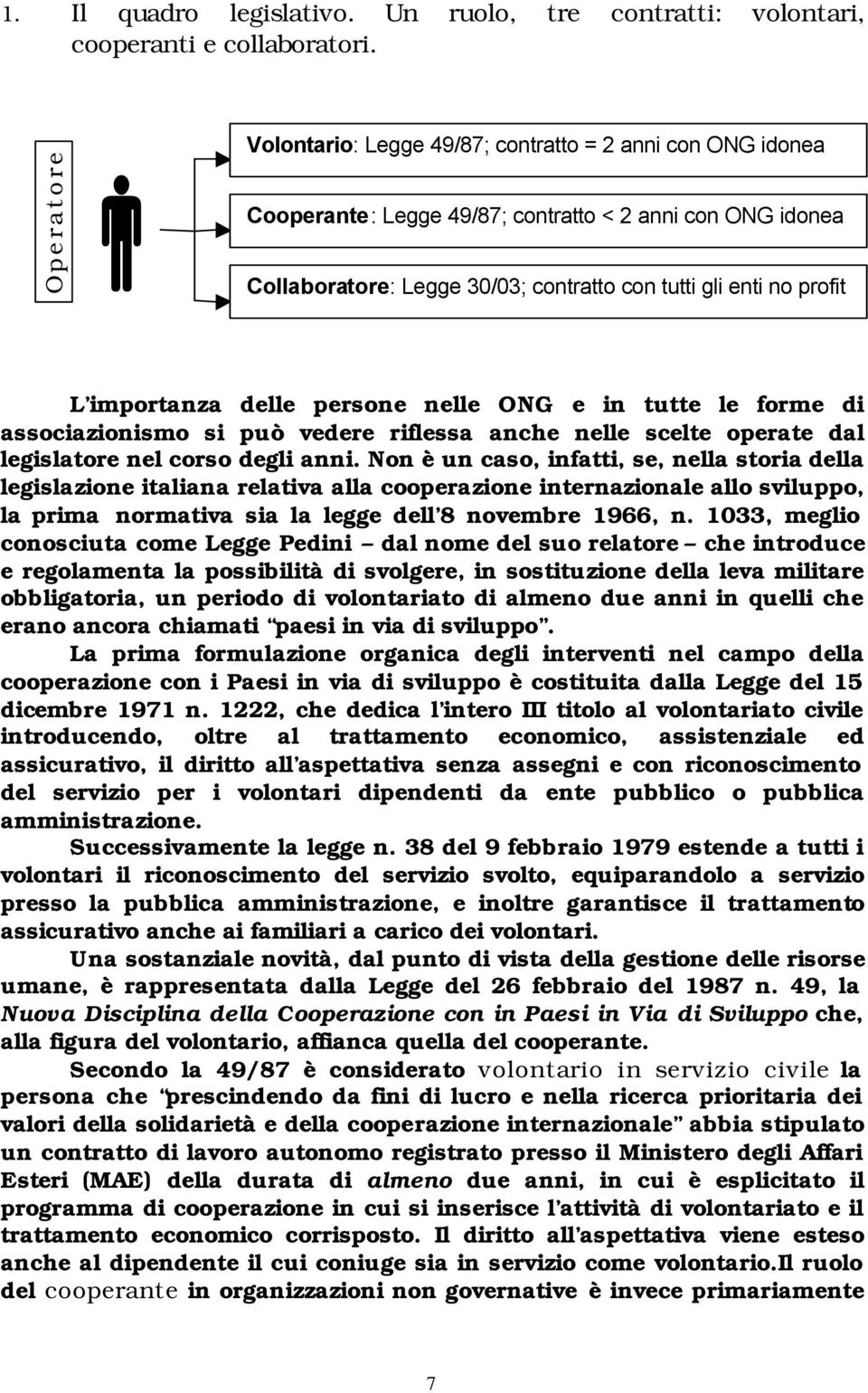 importanza delle persone nelle ONG e in tutte le forme di associazionismo si può vedere riflessa anche nelle scelte operate dal legislatore nel corso degli anni.