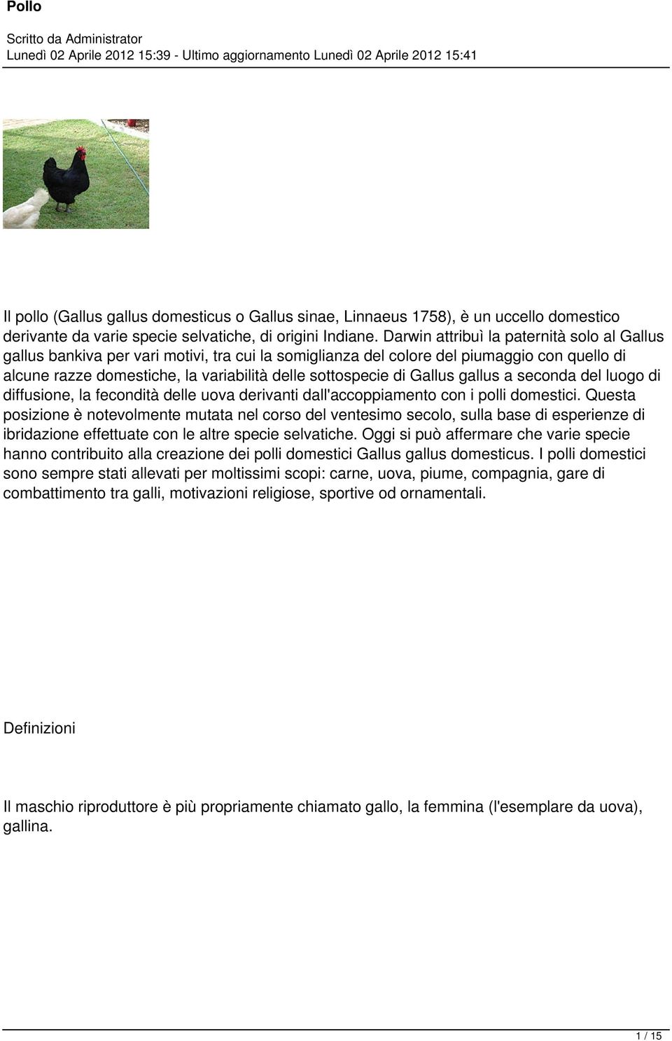 Gallus gallus a seconda del luogo di diffusione, la fecondità delle uova derivanti dall'accoppiamento con i polli domestici.