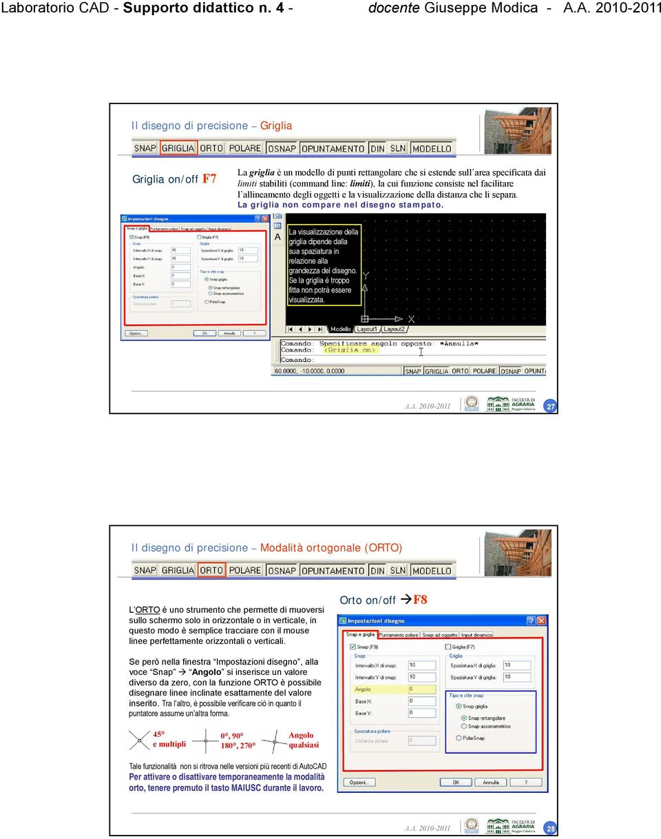 limiti), la cui funzione consiste nel facilitare l allineamento degli oggetti e la visualizzazione della distanza che li separa. La griglia non compare nel disegno stampato.