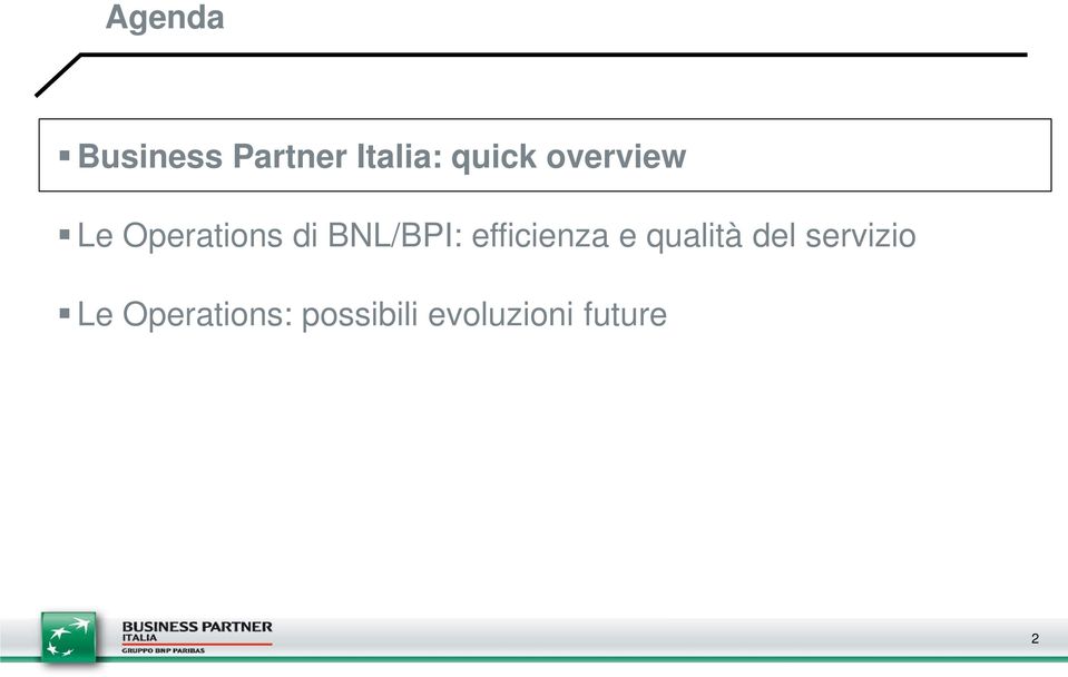 efficienza e qualità del servizio Le