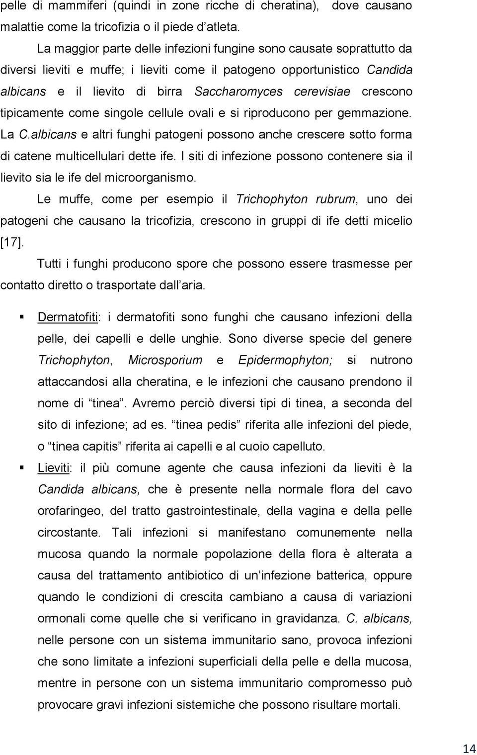 crescono tipicamente come singole cellule ovali e si riproducono per gemmazione. La C.albicans e altri funghi patogeni possono anche crescere sotto forma di catene multicellulari dette ife.