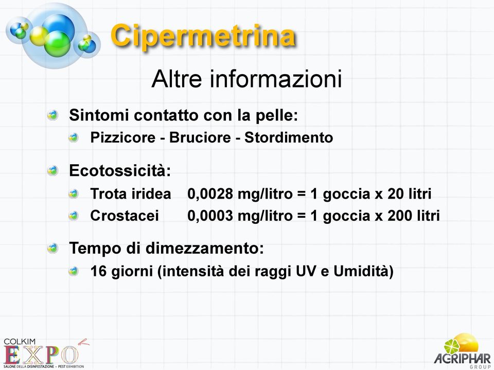 Trota iridea 0,0028 mg/litro = 1 goccia x 20 litri!