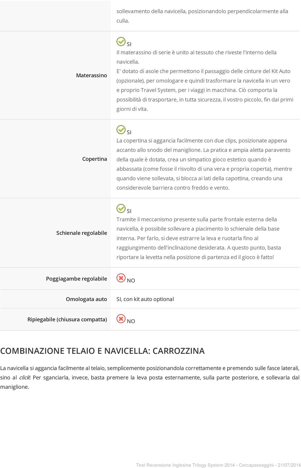 Ciò comporta la possibilità di trasportare, in tutta sicurezza, il vostro piccolo, fin dai primi giorni di vita.