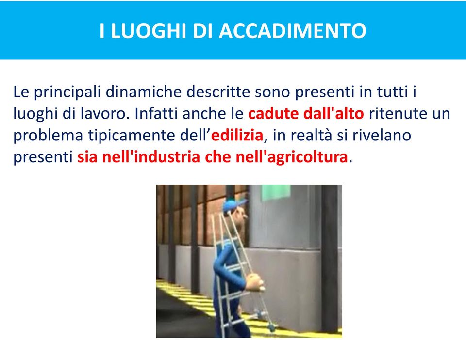 Infatti anche le cadute dall'alto ritenute un problema