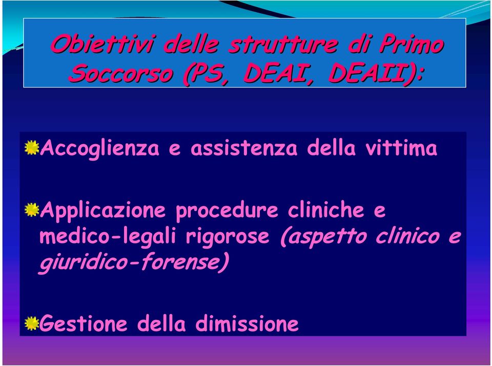 Applicazione procedure cliniche e medico-legali