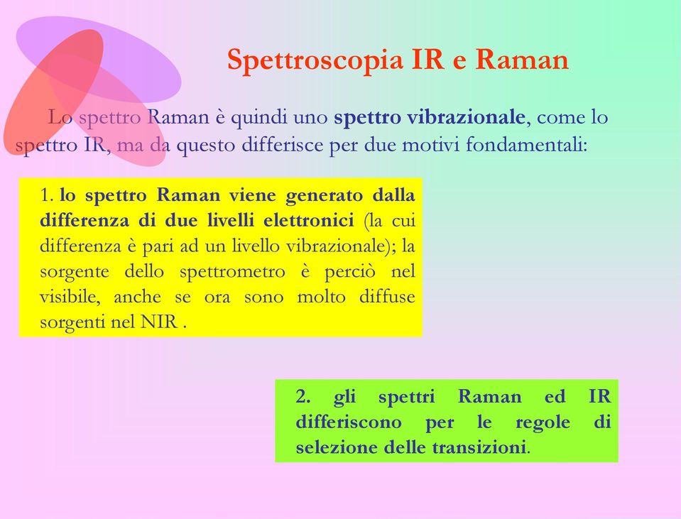 lo spettro Raman viene generato dalla differenza di due livelli elettronici (la cui differenza è pari ad un livello