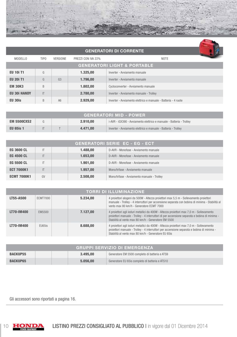 929,00 Inverter - Avviamento elettrico e manuale - Batteria - 4 ruote GENERATORI MID - POWER EM 5500CXS2 G 2.