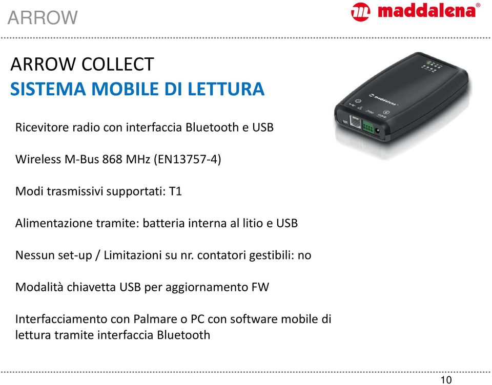 litio e USB Nessun set-up / Limitazioni su nr.