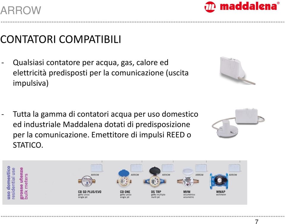 gamma di contatori acqua per uso domestico ed industriale Maddalena dotati