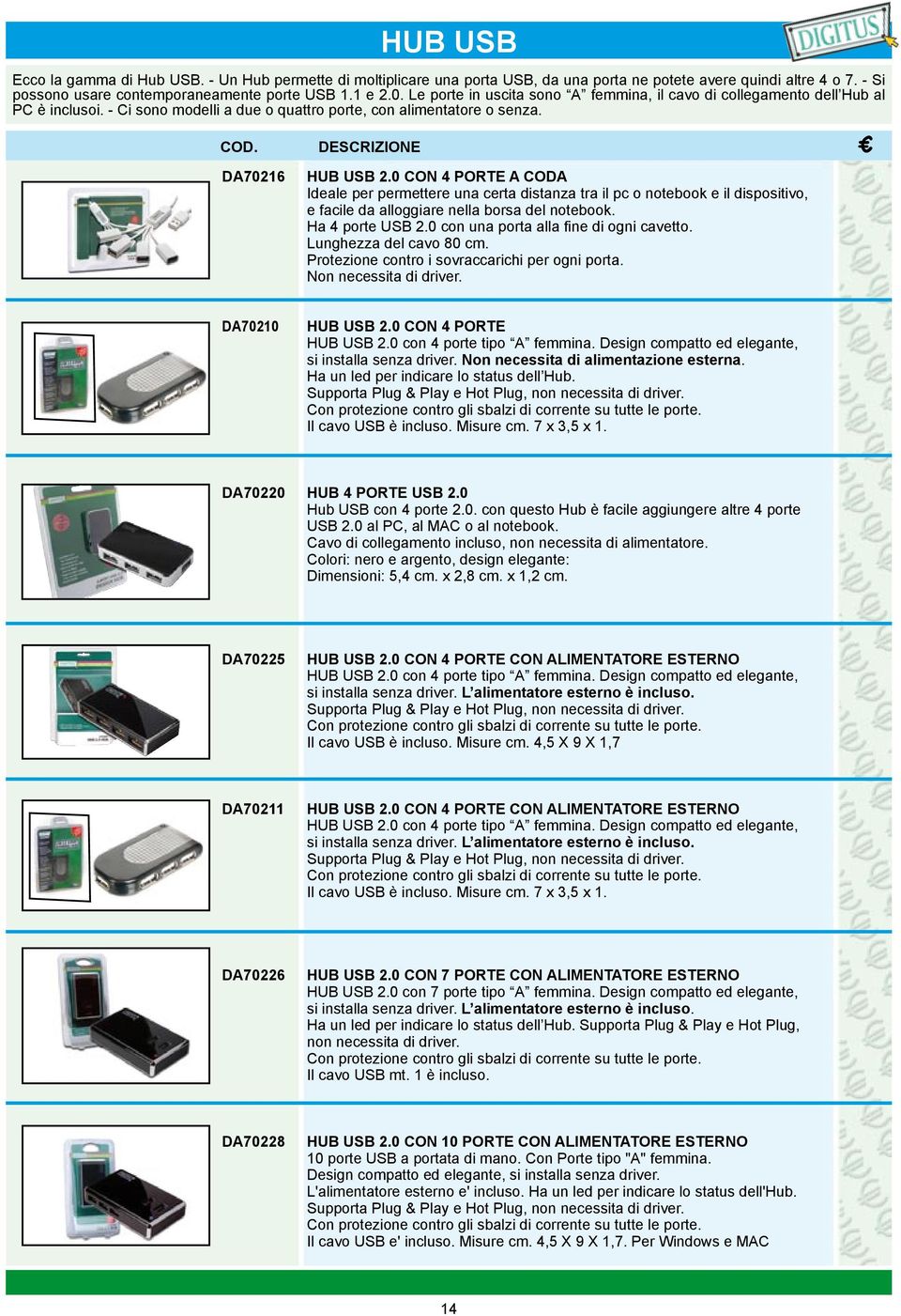 0 CON 4 PORTE A CODA Ideale per permettere una certa distanza tra il pc o notebook e il dispositivo, e facile da alloggiare nella borsa del notebook. Ha 4 porte USB 2.