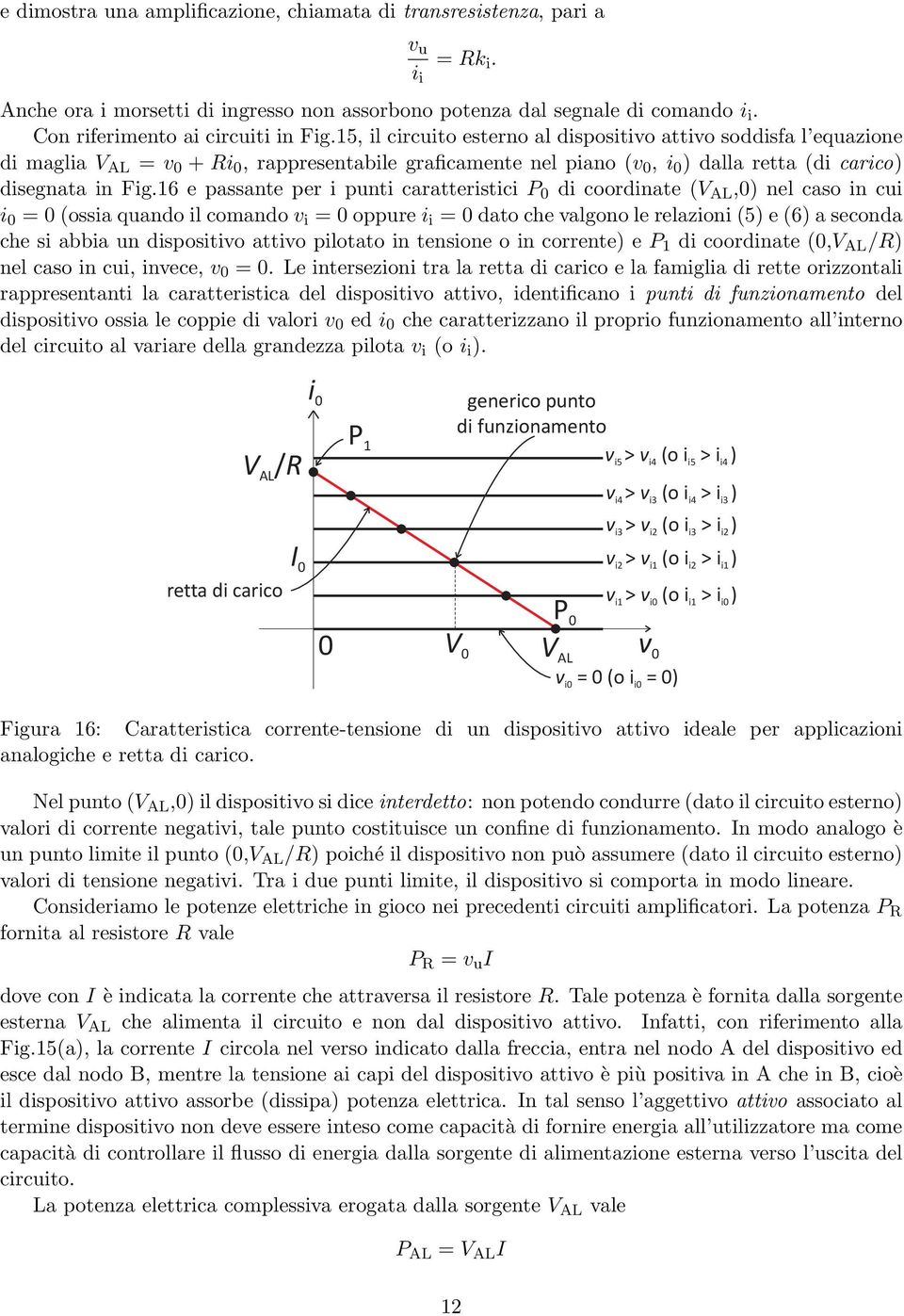 15, il circuito esterno al dispositivo attivo soddisfa l equazione di maglia V AL = v + Ri, rappresentabile graficamente nel piano (v, i ) dalla retta (di carico) disegnata in Fig.