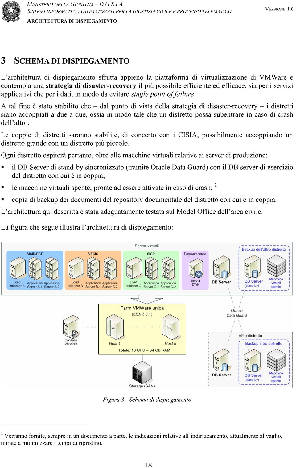 il più possibile efficiente ed efficace, sia per i servizi applicativi che per i dati, in modo da evitare single point of failure.