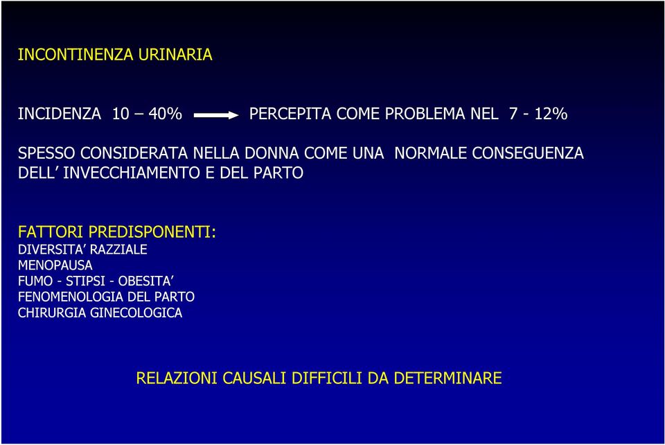 PARTO FATTORI PREDISPONENTI: DIVERSITA RAZZIALE MENOPAUSA FUMO - STIPSI - OBESITA