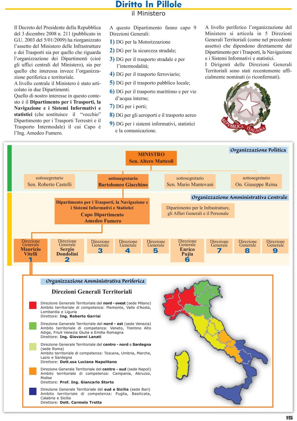 Ministero), sia per quello che interessa invece l organizzazione periferica e territoriale. A livello centrale il Ministero è stato articolato in due Dipartimenti.