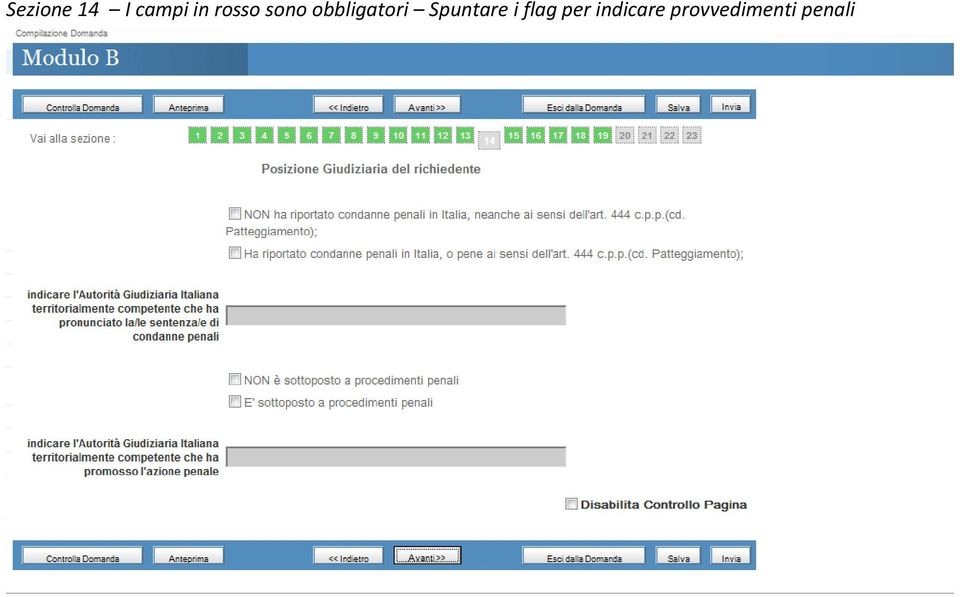 Spuntare i flag per