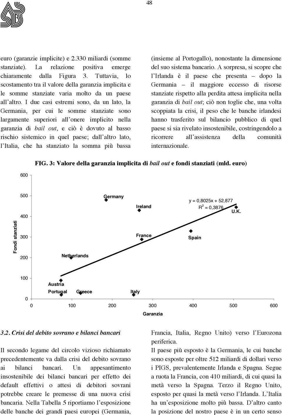 I due casi estremi sono, da un lato, la Germania, per cui le somme stanziate sono largamente superiori all onere implicito nella garanzia di bail out, e ciò è dovuto al basso rischio sistemico in