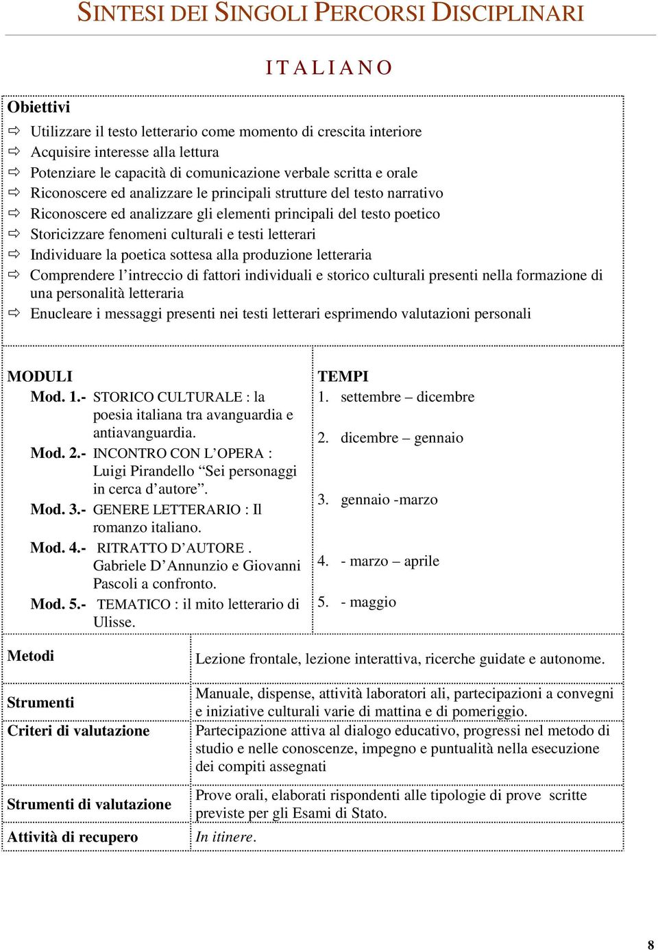 culturali e testi letterari Individuare la poetica sottesa alla produzione letteraria Comprendere l intreccio di fattori individuali e storico culturali presenti nella formazione di una personalità