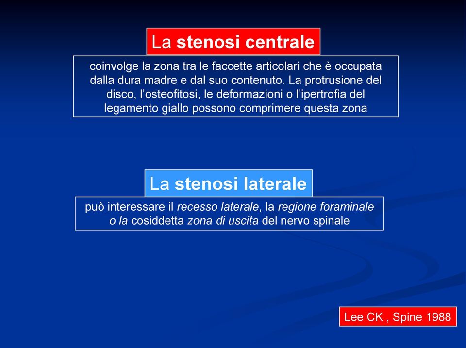 La protrusione del disco, l osteofitosi, le deformazioni o l ipertrofia del legamento giallo