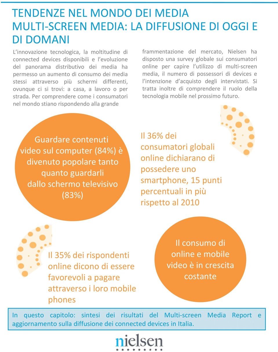 Per comprendere come i consumatori nel mondo stiano rispondendo alla grande frammentazione del mercato, Nielsen ha disposto una survey globale sui consumatori online per capire l utilizzo di multi