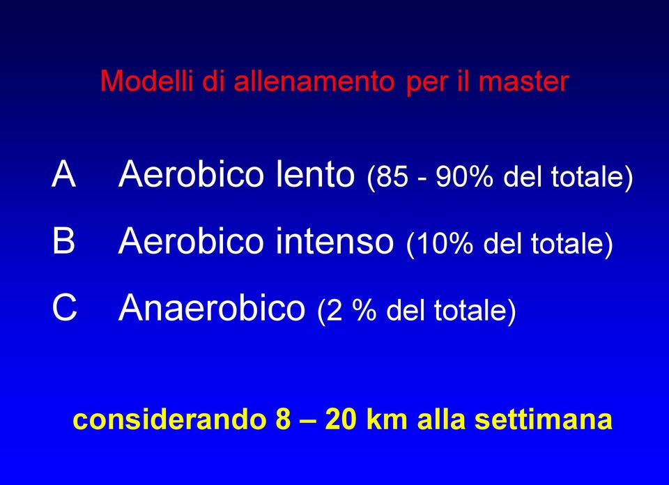 intenso (10% del totale) Anaerobico (2 %