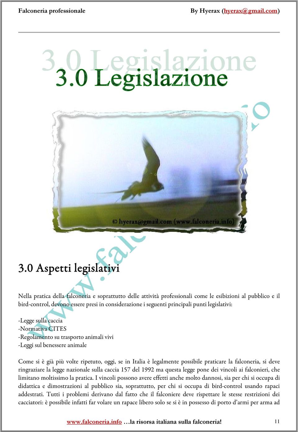 legalmente possibile praticare la falconeria, si deve ringraziare la legge nazionale sulla caccia 157 del 1992 ma questa legge pone dei vincoli ai falconieri, che limitano moltissimo la pratica.