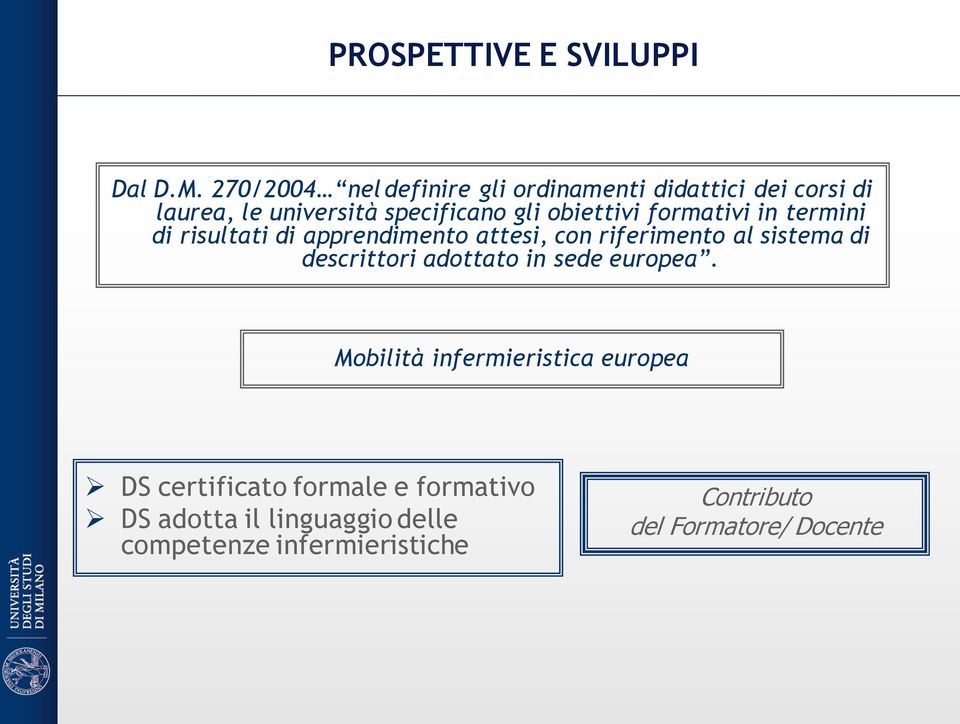 obiettivi formativi in termini di risultati di apprendimento attesi, con riferimento al sistema di