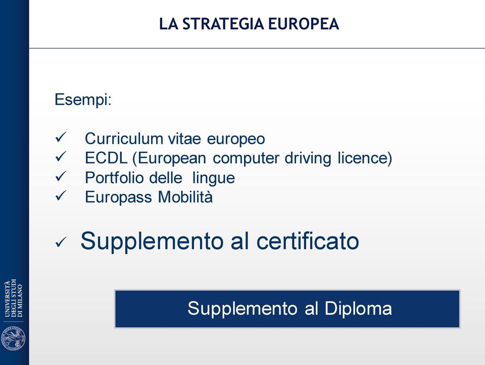 licence) Portfolio delle lingue Europass