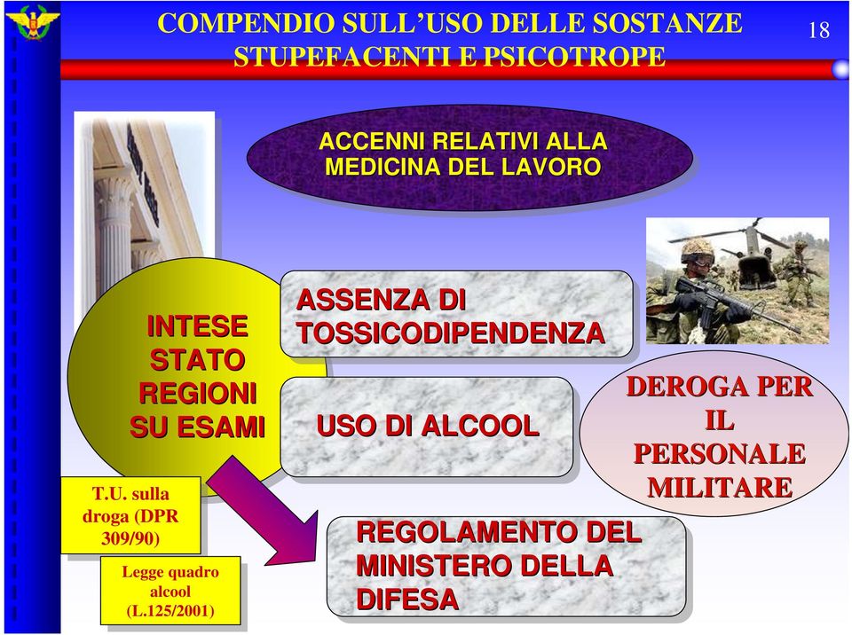 125/2001) ASSENZA DI TOSSICODIPENDENZA USO DI ALCOOL REGOLAMENTO