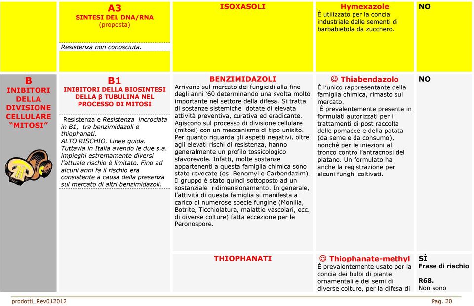 ALTO RISCHIO. Linee guida. Tuttavia in Italia avendo le due s.a. impieghi estremamente diversi l attuale rischio è limitato.