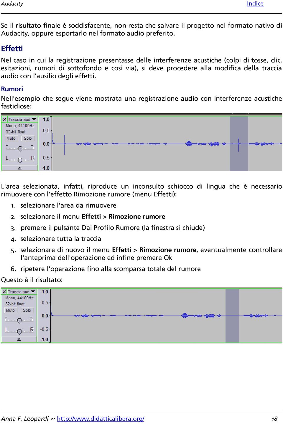 audio con l'ausilio degli effetti.