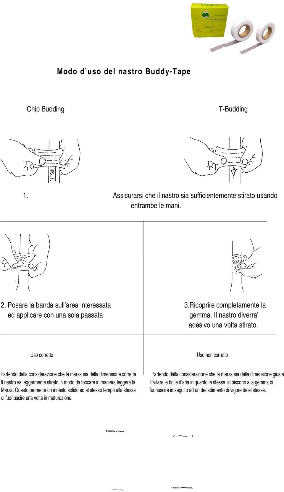 Uso corretto Uso non corretto Partendo dalla considerazione che la marza sia della dimensione corretta Il nastro va leggermente stirato in modo da toccare in maniera leggera la Marza.