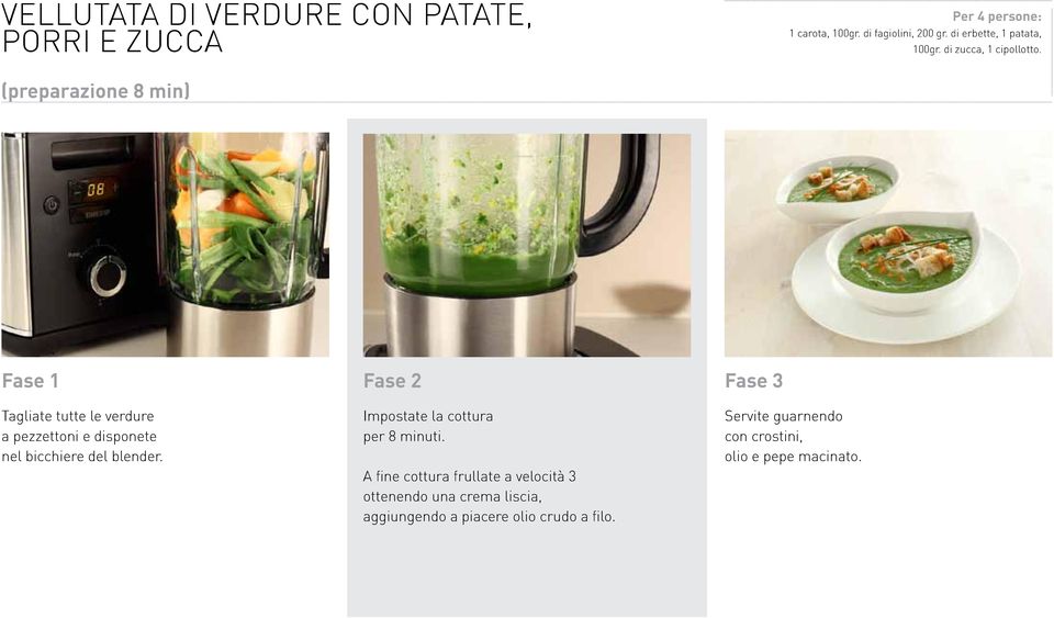 (preparazione 8 min) Tagliate tutte le verdure a pezzettoni e disponete nel bicchiere del blender.