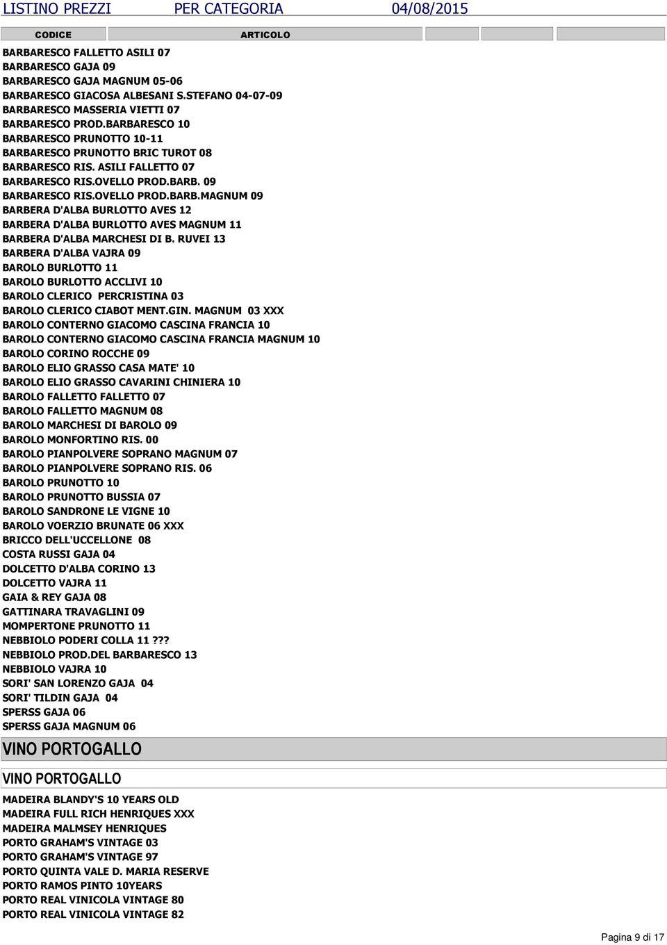 RUVEI 13 BARBERA D'ALBA VAJRA 09 BAROLO BURLOTTO 11 BAROLO BURLOTTO ACCLIVI 10 BAROLO CLERICO PERCRISTINA 03 BAROLO CLERICO CIABOT MENT.GIN.