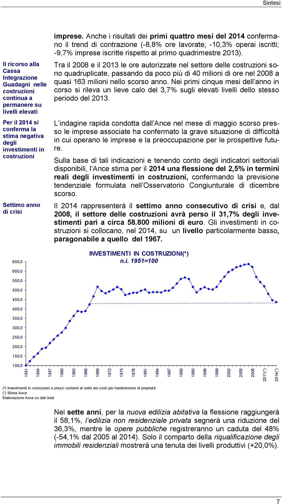 Anche i risultati dei primi quattro mesi del 2014 confermano il trend di contrazione (-8,8% ore lavorate; -10,3% operai iscritti; -9,7% imprese iscritte rispetto al primo quadrimestre 2013).