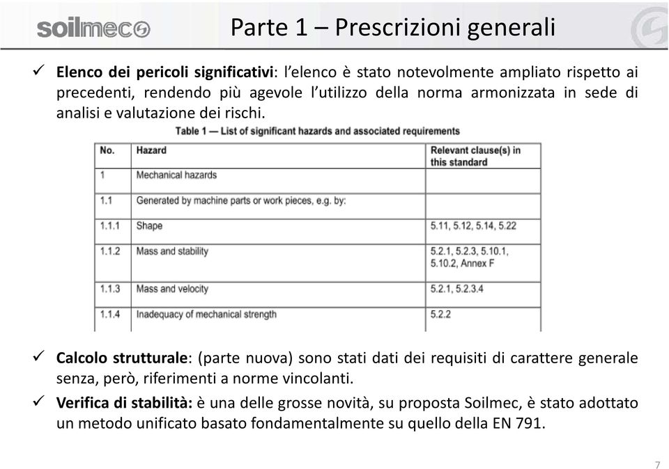 Calcolo strutturale: (parte nuova) sono stati dati dei requisiti di carattere generale senza, però, riferimenti a norme