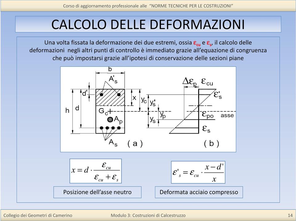 equazione di congruenza che può impostarsi grazie all ipotesi di conservazione delle sezioni