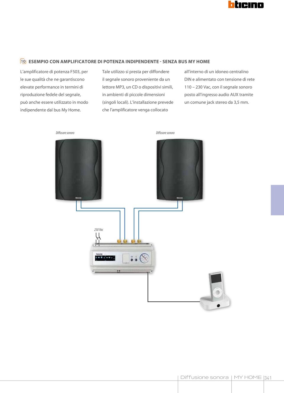 Tale utilizzo si presta per diffondere il segnale sonoro proveniente da un lettore MP3, un CD o dispositivi simili, in ambienti di piccole dimensioni (singoli locali).