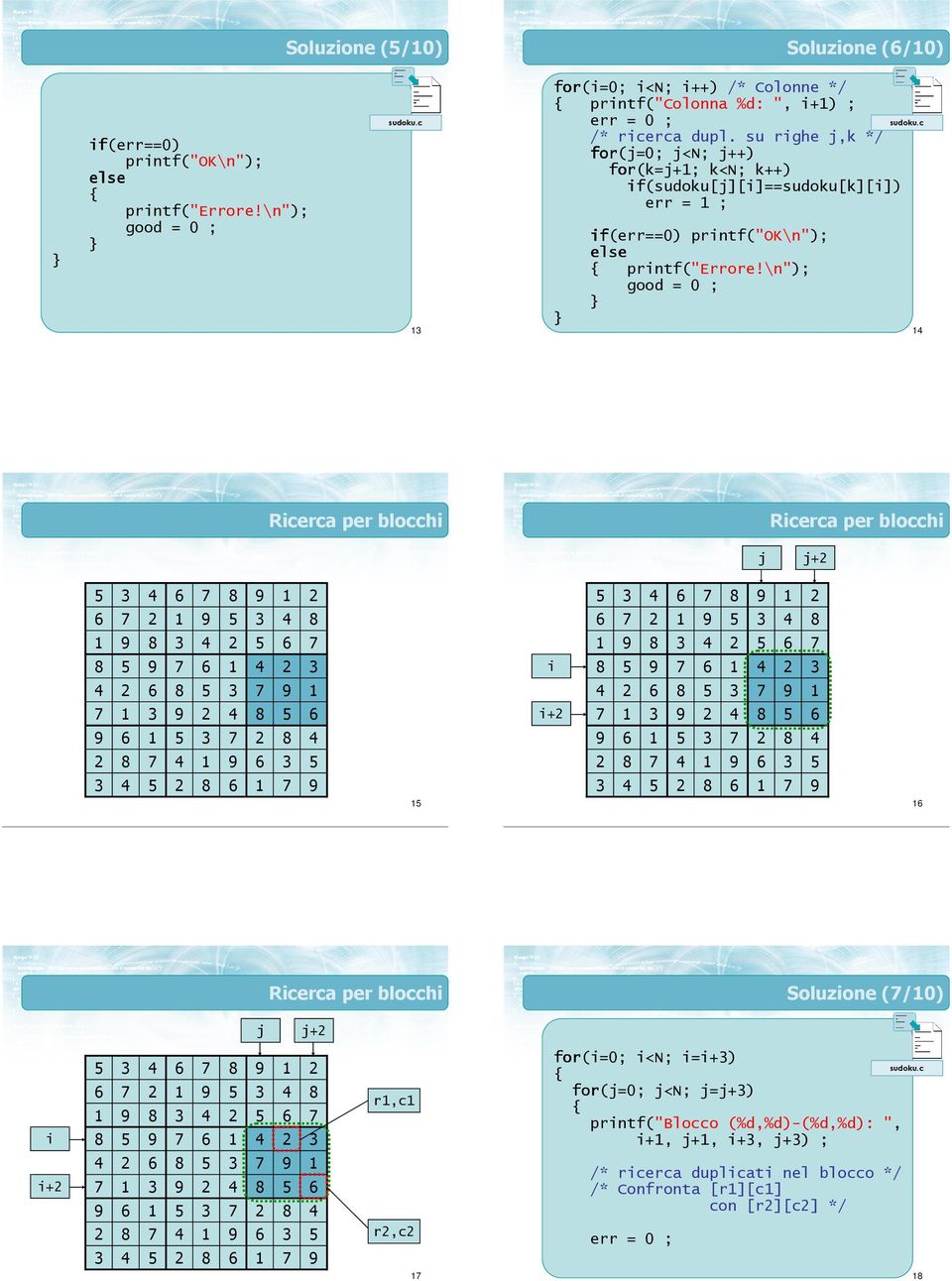 k<n; k++) if(sudoku[j][i]==sudoku[k][i]) err = ; if(err==) printf("ok\n"); else printf("errore!