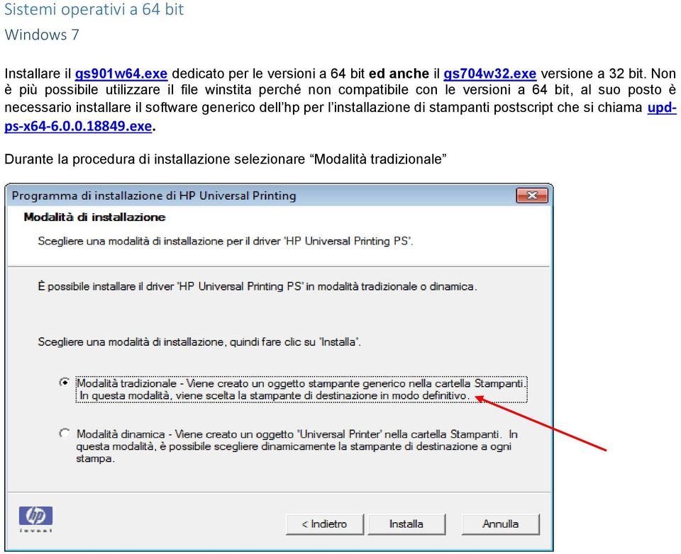 Non è più possibile utilizzare il file winstita perché non compatibile con le versioni a 64 bit, al suo posto è