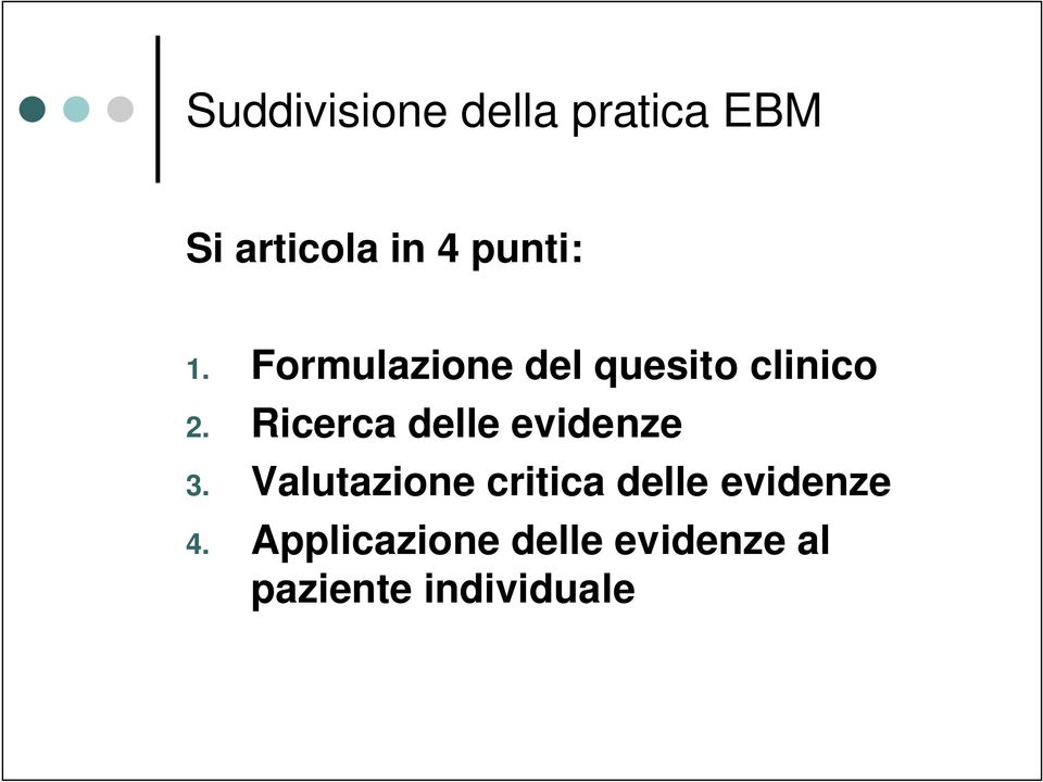 Ricerca delle evidenze 3.