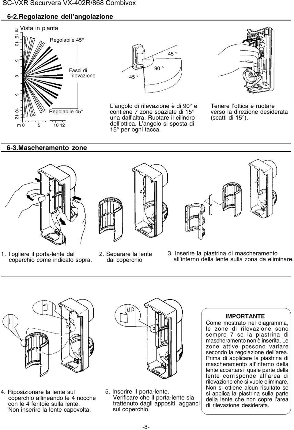 Togliere il porta-lente dal coperchio come indicato sopra. 2. Separare la lente dal coperchio 3. Inserire la piastrina di mascheramento all interno della lente sulla zona da eliminare. 4.