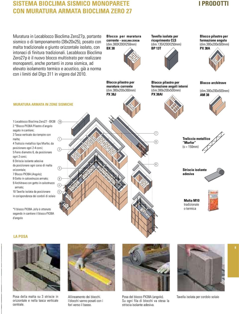 Lecablocco Zero27p è il nuovo blocco multistrato per realizzare monopareti, anche portanti in zona sismica, ad elevato isolamento termico e acustico, già a norma con i limiti del Dlgs 311 in vigore