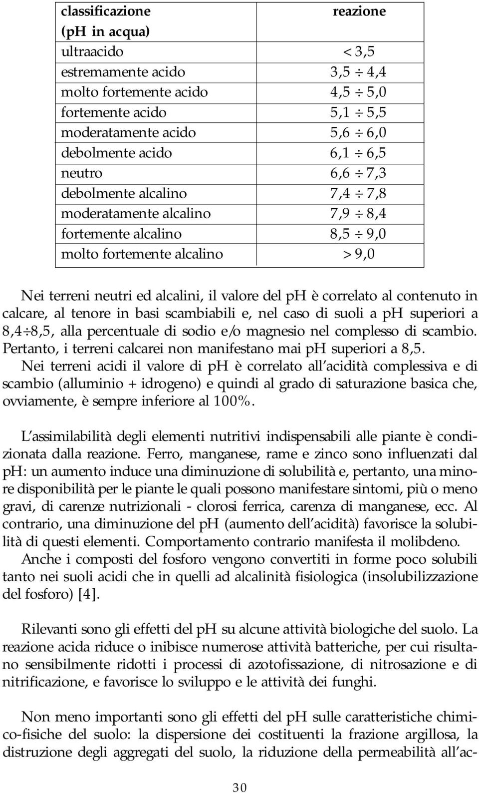 contenuto in calcare, al tenore in basi scambiabili e, nel caso di suoli a ph superiori a 8,4 8,5, alla percentuale di sodio e/o magnesio nel complesso di scambio.