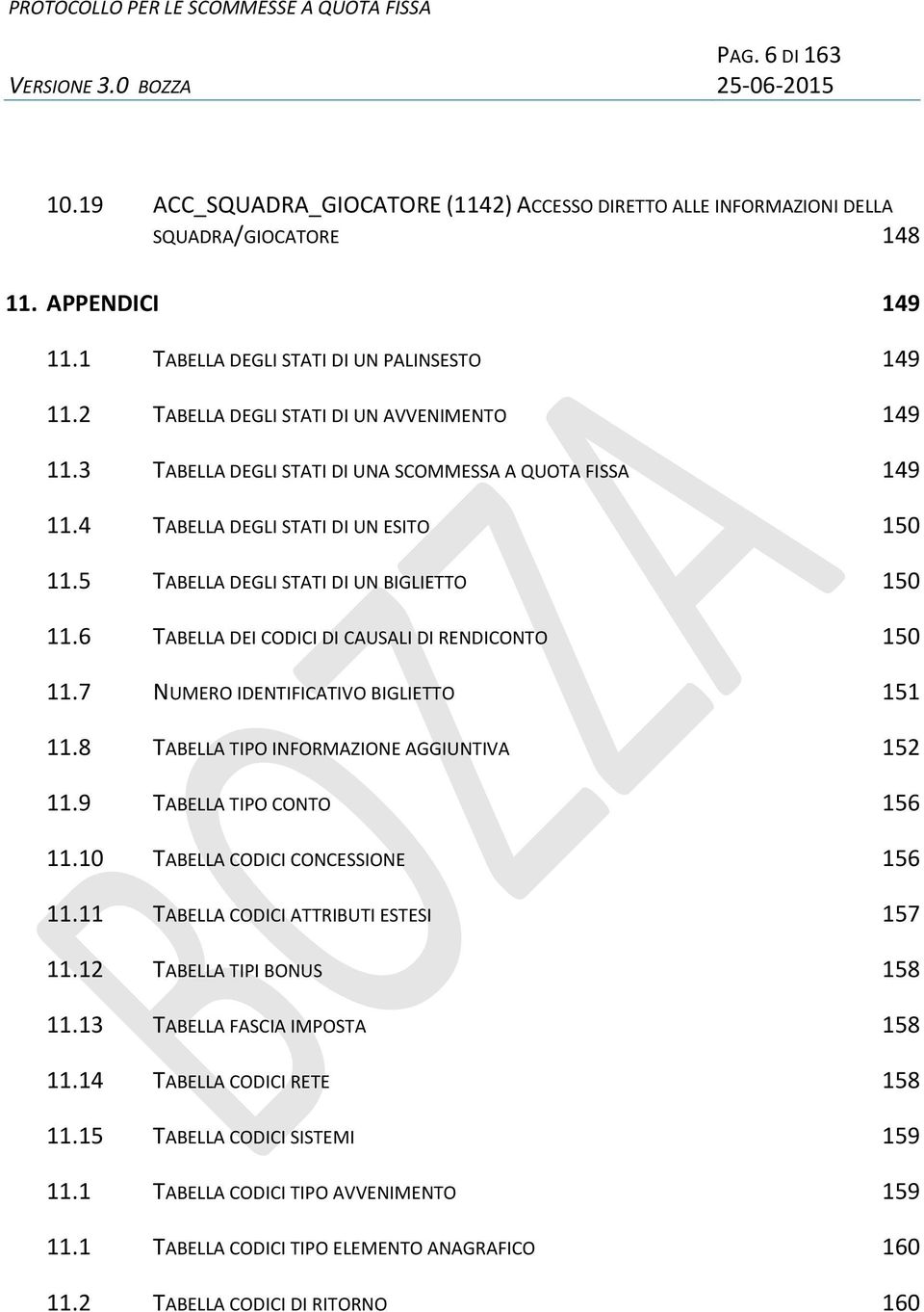 6 TABELLA DEI CODICI DI CAUSALI DI RENDICONTO 150 11.7 NUMERO IDENTIFICATIVO BIGLIETTO 151 11.8 TABELLA TIPO INFORMAZIONE AGGIUNTIVA 152 11.9 TABELLA TIPO CONTO 156 11.