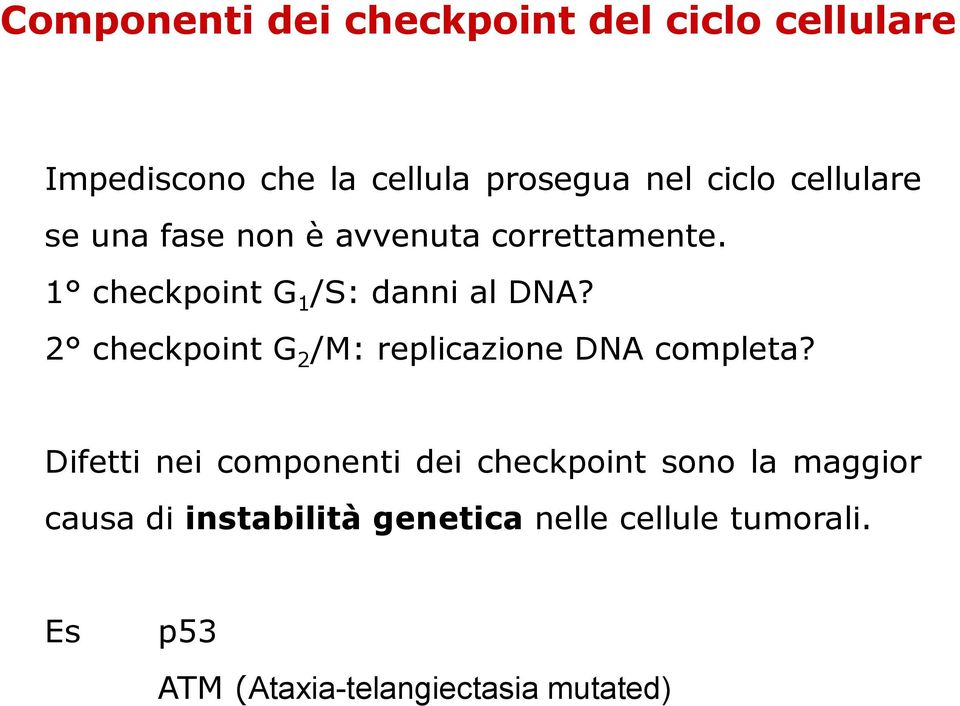 2 checkpoint G 2 /M: replicazione DNA completa?