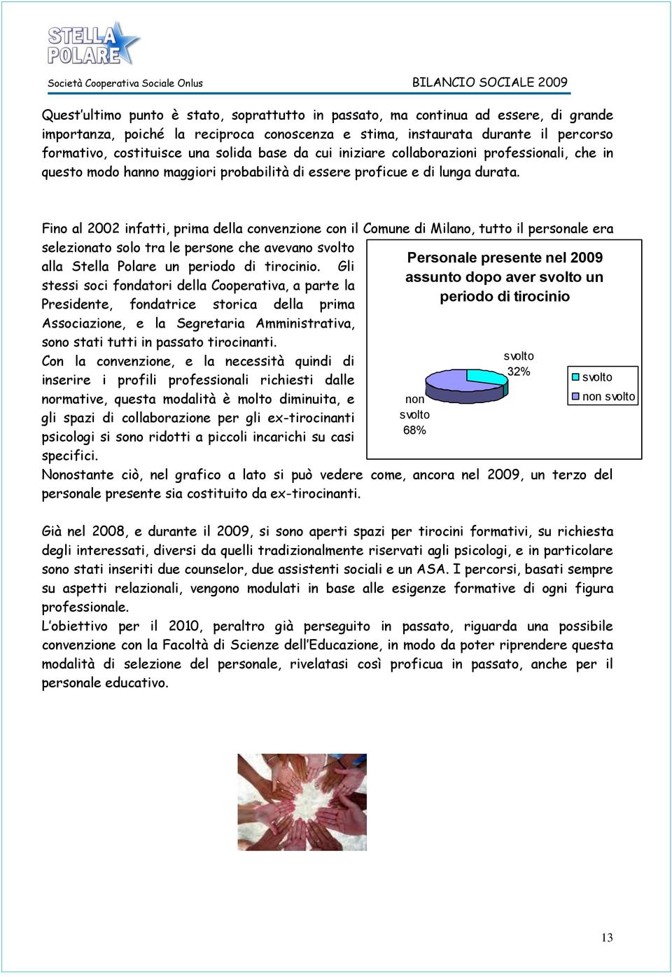 Fino al 2002 infatti, prima della convenzione con il Comune di Milano, tutto il personale era selezionato solo tra le persone che avevano svolto alla Stella Polare un periodo di tirocinio.