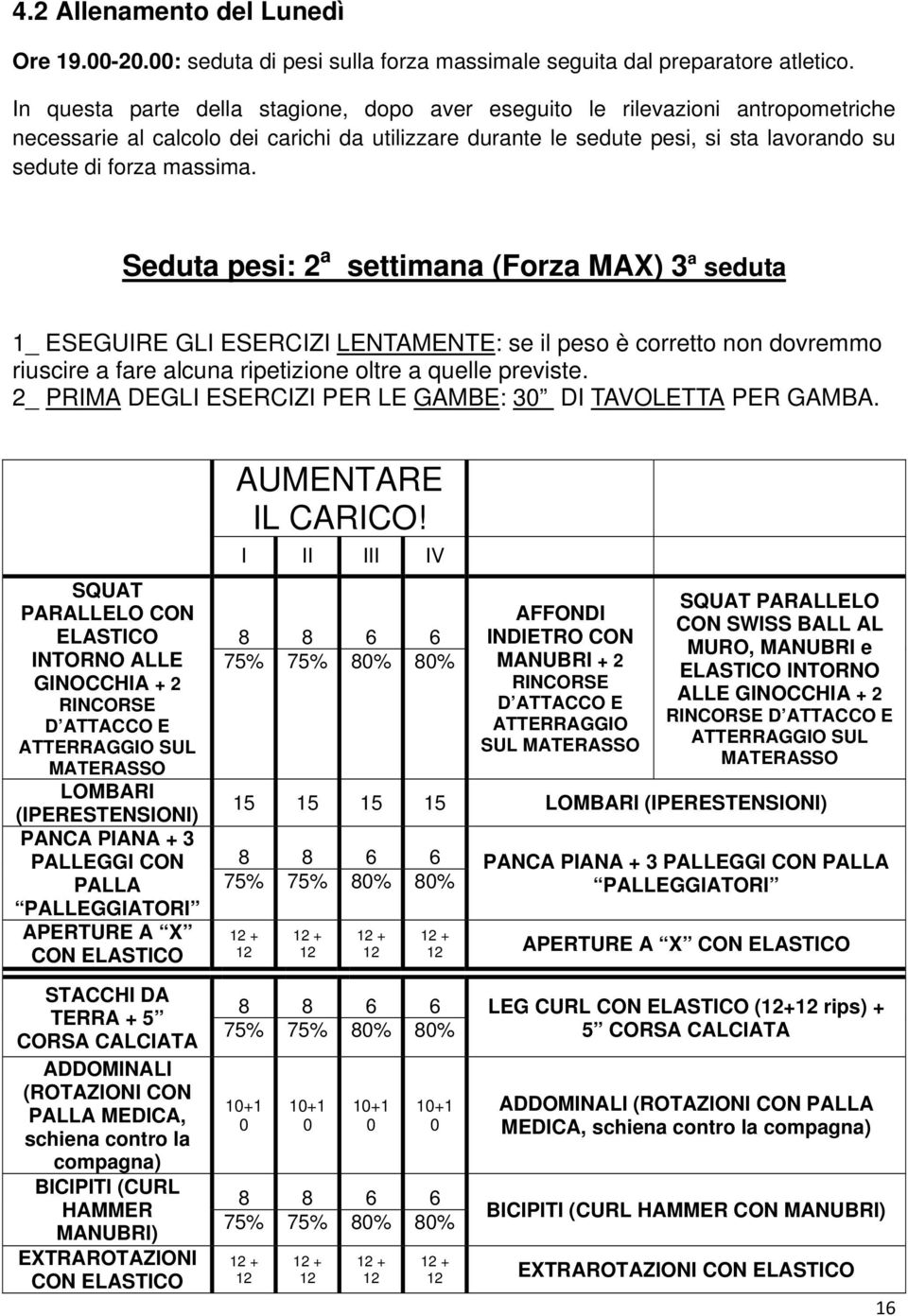 Seduta pesi: 2 a settimana (Forza MAX) 3 a seduta 1_ ESEGUIRE GLI ESERCIZI LENTAMENTE: se il peso è corretto non dovremmo riuscire a fare alcuna ripetizione oltre a quelle previste.